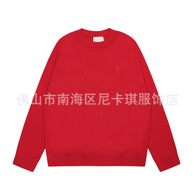 Amiニットセーター丸首小愛潮牌女性カップルゆるいセーター上着長袖25年新型国境を越えた