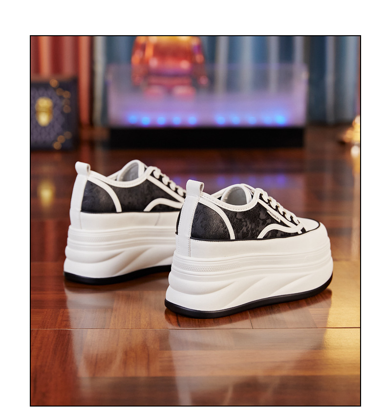 Giày sneaker nữ đế dày độn cao bên trong phong cách bánh xốp — Màu be chi tiết 18
