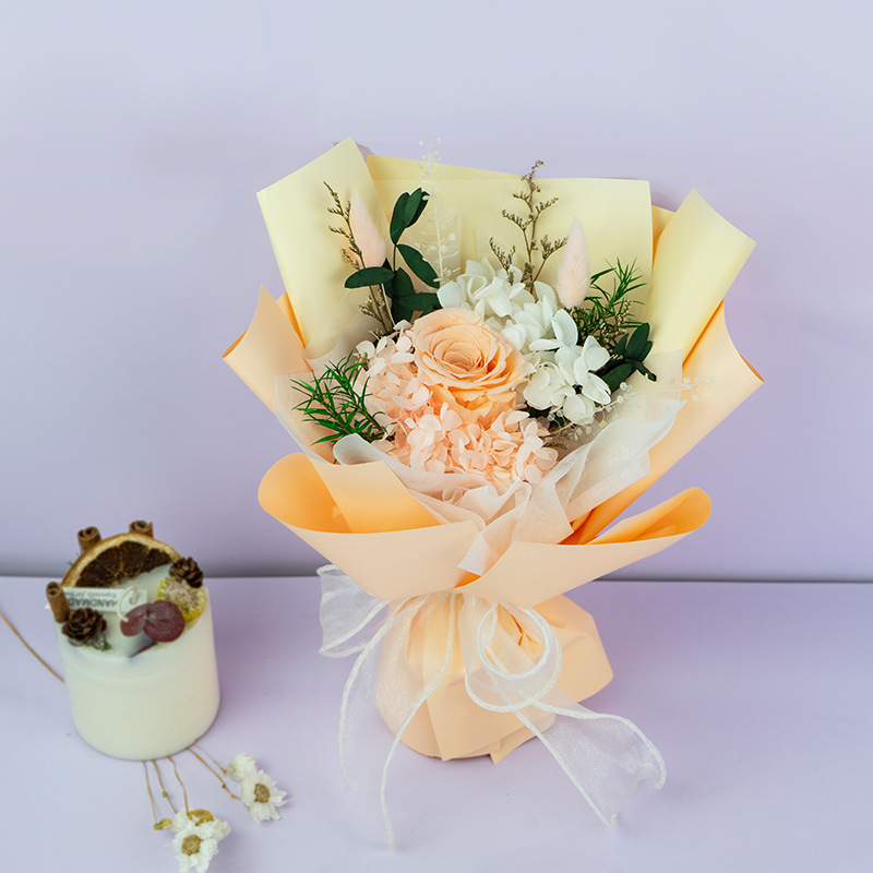 Flor inmortal, ramo de flores de rosas, productos terminados de alta calidad, día del hombre, regalo de flores verdaderas para mamá y novia, ramo de flores inmortales al por mayor.