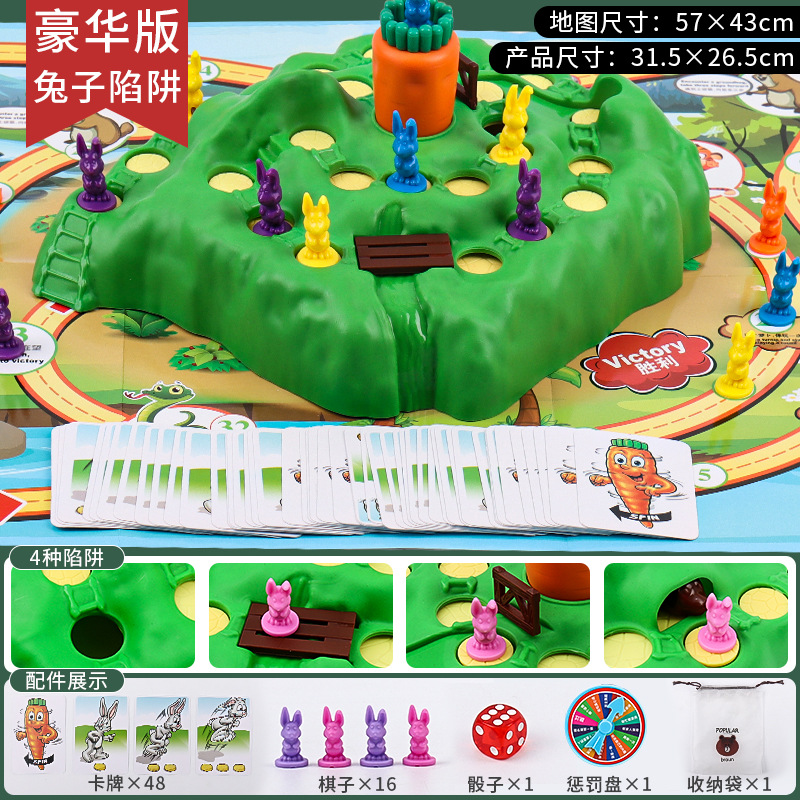 Juego de trampa de conejo juguete de ajedrez actualización con mapa tortuga conejo carrera a campo travieso defensa rábano juego de mesa educativo para niños