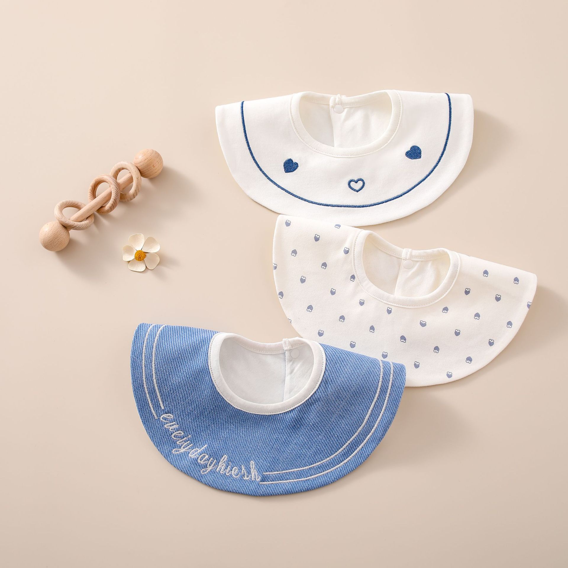 Love heart round mouth towel set (3 pack)