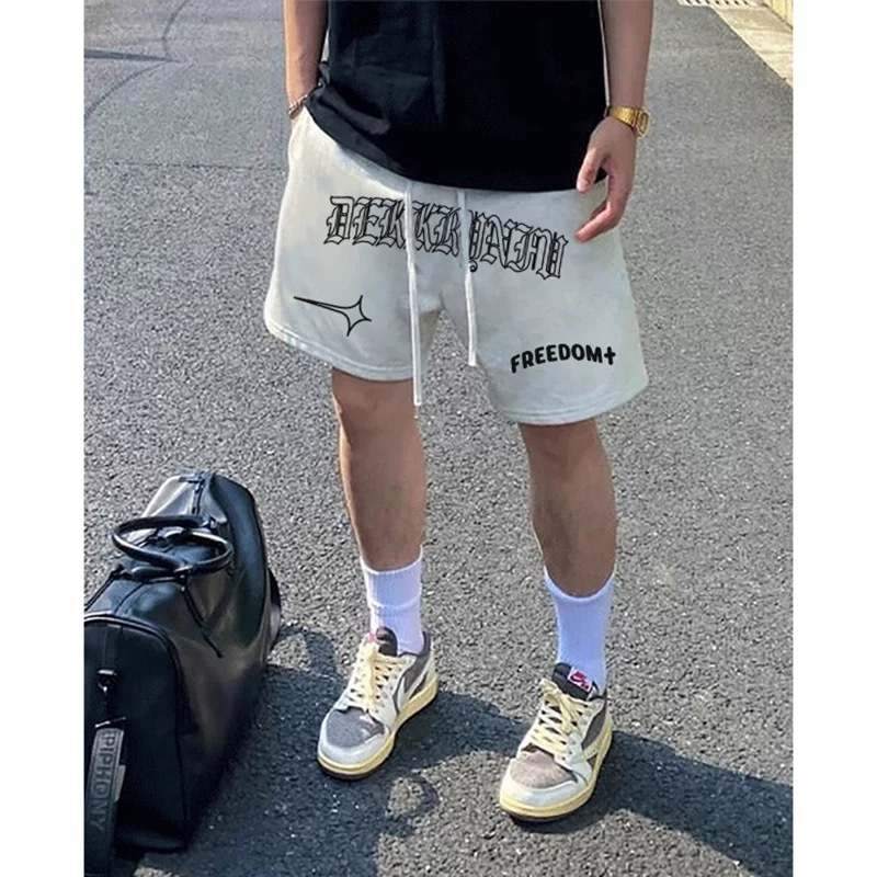 European and American Style Printed Shorts for Men and Women, Summer Trendy Brand Loose Plus-Size Casual Basketball Shorts, American-Style Sports Five-Point Pants