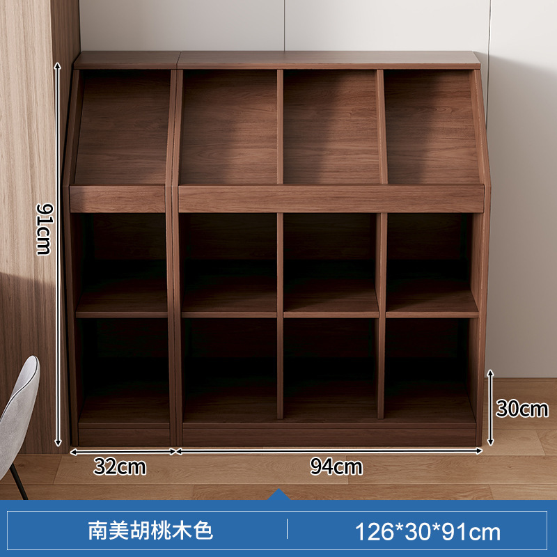 Estante de libros estante de almacenamiento estante de piso bajo conjunto de armario de biblioteca calificado armario de almacenamiento armario de exhibición integrado contra la pared para el hogar