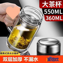 【家倍欢】玻璃杯 商务办公室茶杯加厚耐高温防烫水杯 550ml/个