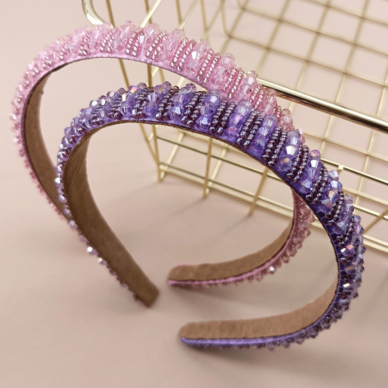 CB20170002-2cm水晶米珠布艺塑料发箍主图1