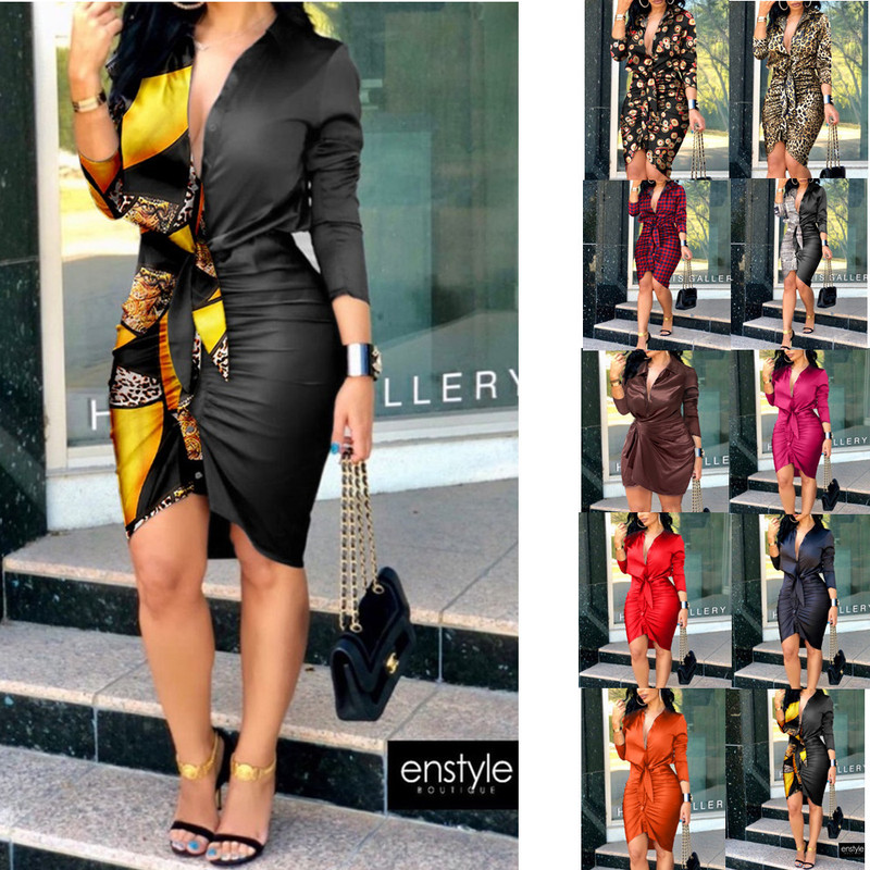 2021 Amazon Wish V-Neck Tie-Up Solid Color Long-Sleeve Mid-Length Shirt Dress for Women, Elegant and Stylish for Work 2021 Amazon Wish V-Neck Tie-Up Solid Color Long-Sleeve Mid-Length Shirt Dress for Women, Elegant and Stylish for Work