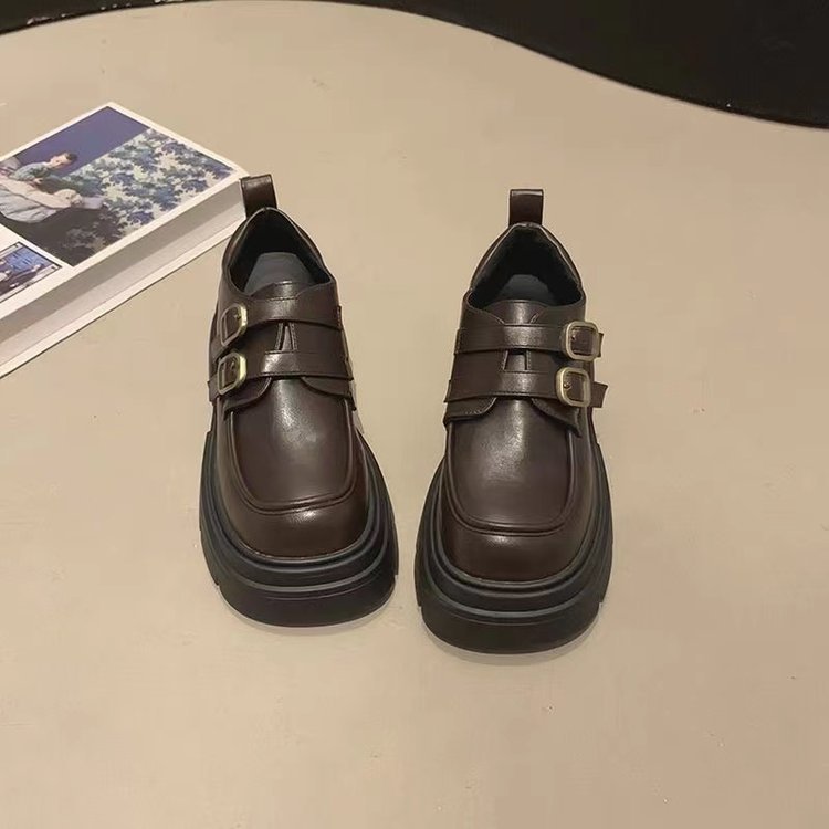 Retro estilo británico zapatos de cuero para las mujeres 2024 primavera nuevo japonés JK preppy estilo grueso Fondo todo partido mocasines zapatos de una sola capa