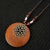 Wooden metal retro sweater, long pendant, necklace, suitable for import, cotton and linen