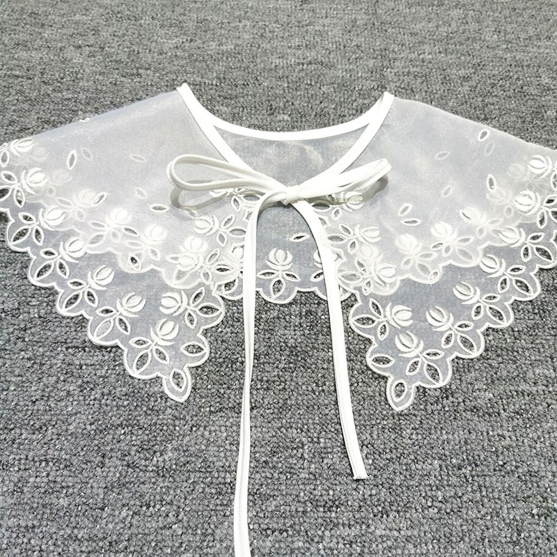 Una variedad de viento dulce blanco bordado de encaje falso diseño de lazos de vestidos de artefactos universales decoración de camisa al por mayor image 10