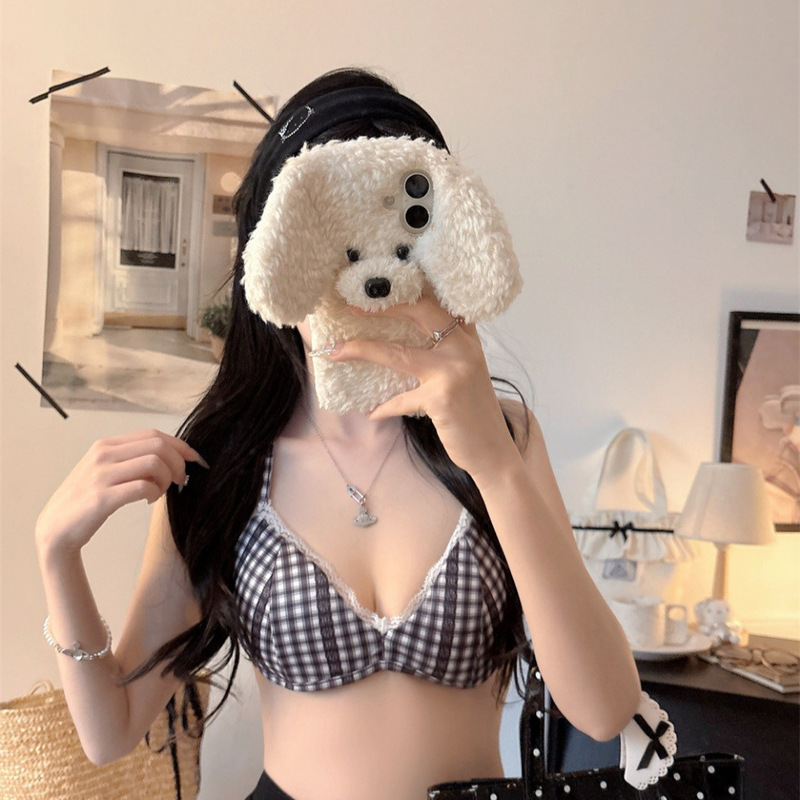 5115 # Summer New Style Pure Desire Style Lace-Up Plaid Chest-Wrap Women's Slim-Fit All-In-One Top with Breast Pads and Versatile Design 5115 # Summer New Style Pure Desire Style Lace-Up Plaid Chest-Wrap Women's Slim-Fit All-In-One Top with Breast Pads and Versatile Design