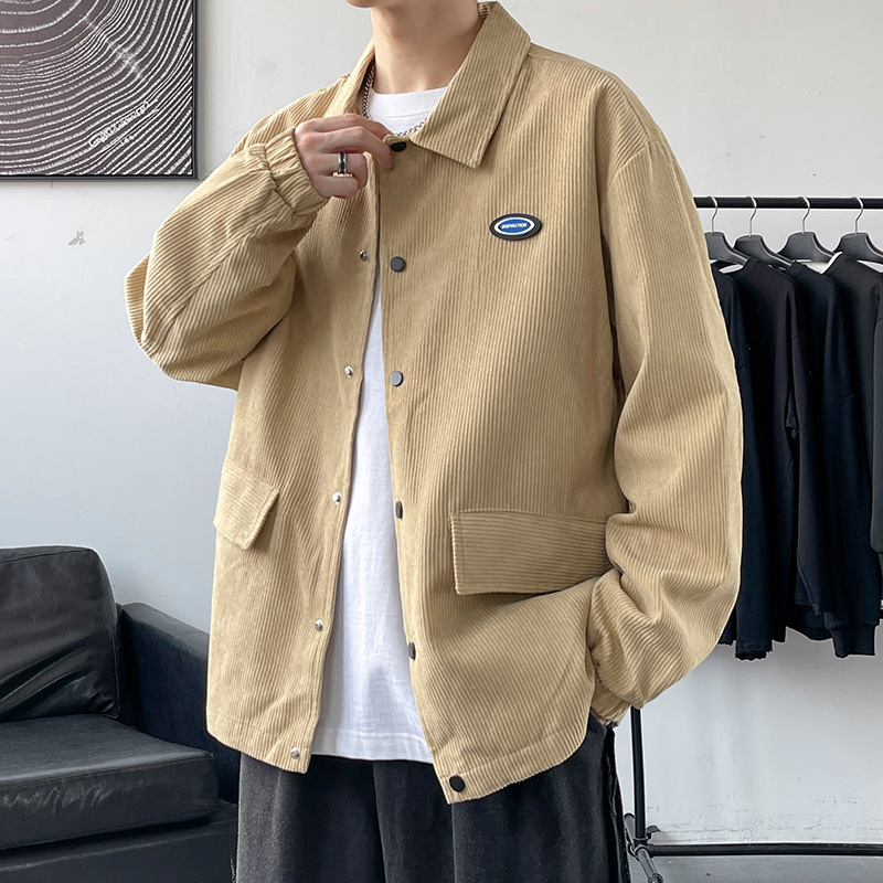 American style Retro corduroy coat Men's Spring and autumn season solar system cityboy Chaopai motion leisure time Jacket men's wear