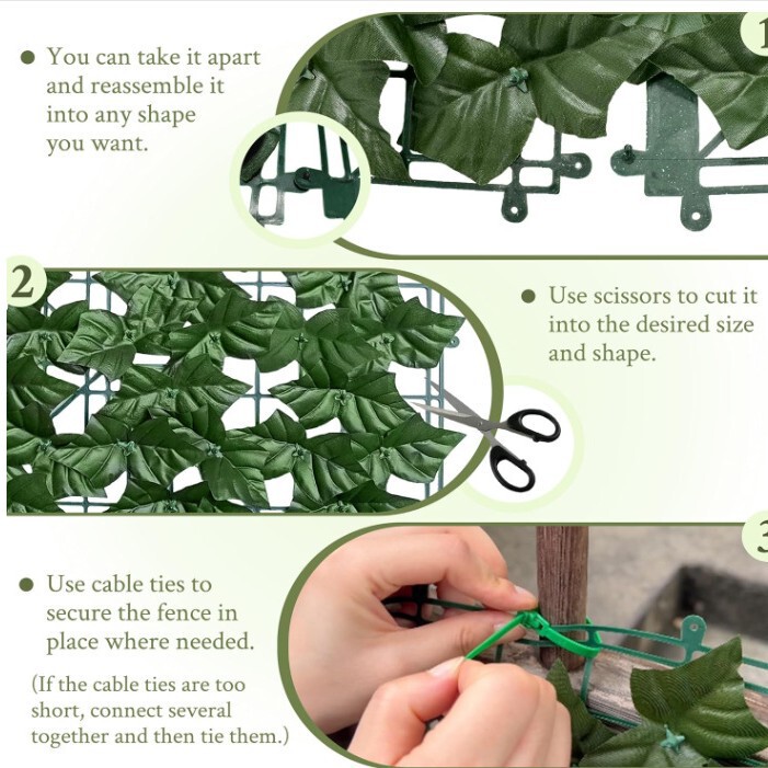 Artificial Ivy Privacy Fence with Uv Protection, Faux Green Plant Backdrop Suitable for Terrace, Balcony, Garden