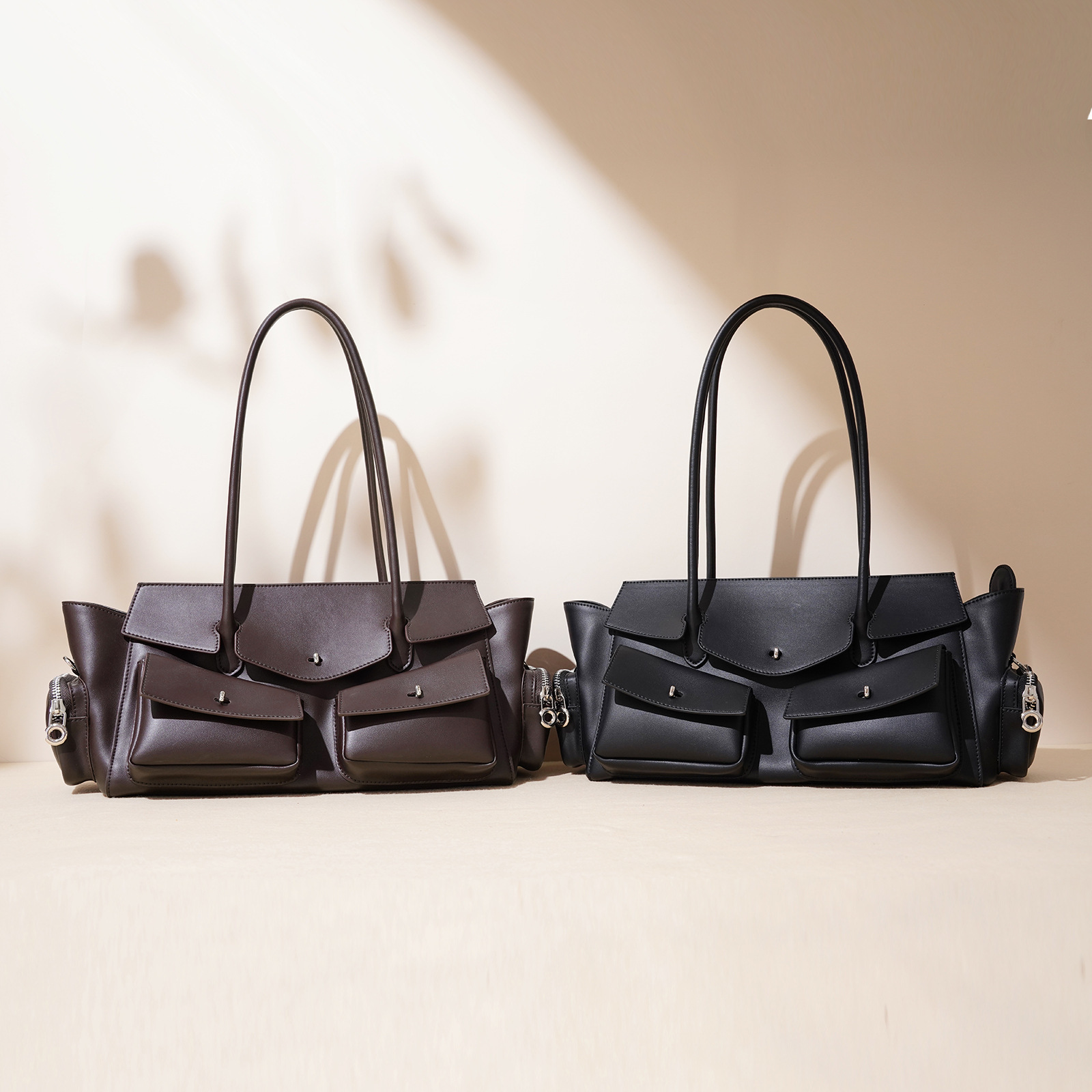 Women's Bags 2025 Genuine Leather Retro Large Capacity Motorcycle Underarm Bag Versatile Shoulder Crossbody Handbag - Thumbnail 2