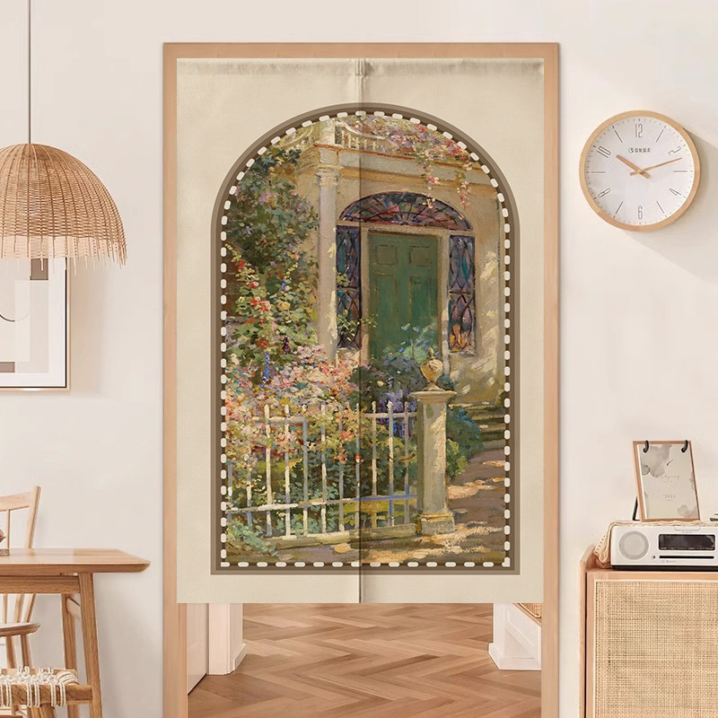 American-Style Light Luxury Oil Painting Door Curtain, No-Drill Hallway Door Curtain, Cotton and Linen Fabric Door Curtain for Bathroom, Bedroom, and Restroom American-Style Light Luxury Oil Painting Door Curtain, No-Drill Hallway Door Curtain, Cotton and Linen Fabric Door Curtain for Bathroom, Bedroom, and Restroom