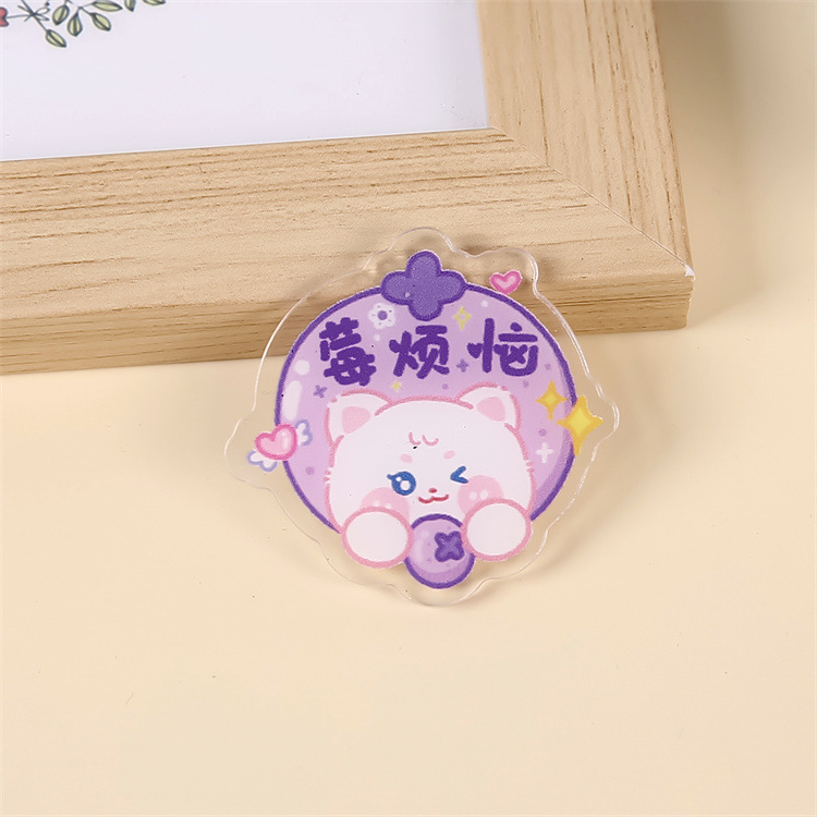 透明漫画アクリルパッチ子猫ブローチかわいいバッジ激励志願い事文字ピン掛け飾りプレゼント|undefined