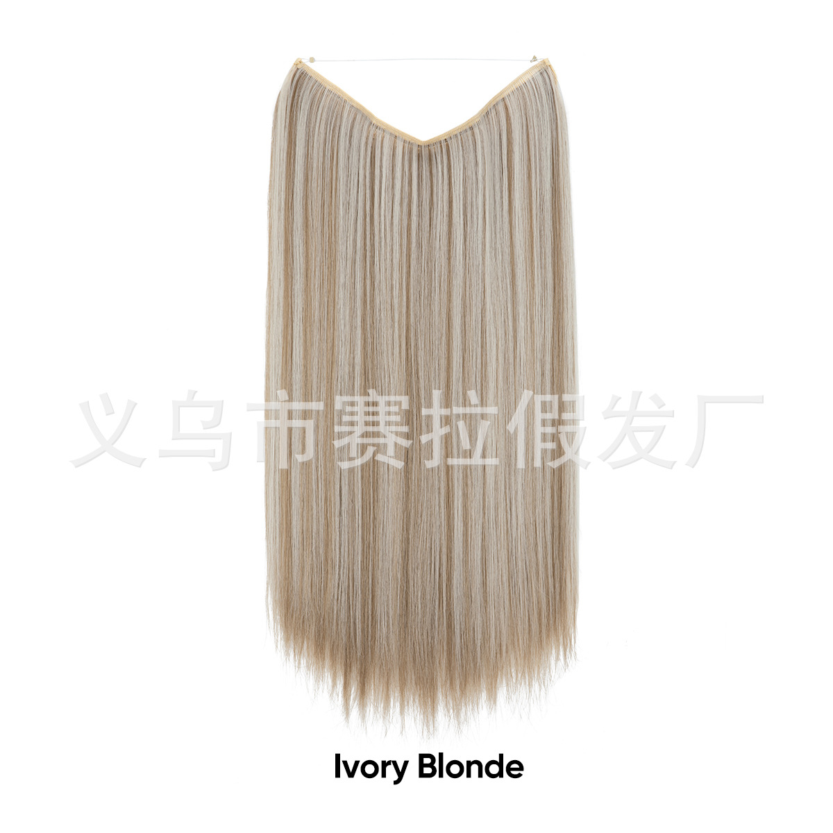 Extensión de Cabello Invisible Largo de Fibra de Alta Temperatura, Ajustable y Sin Costuras