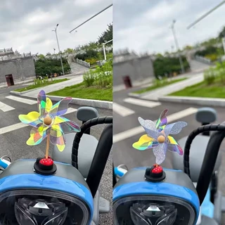 小风车风吹可转电动电瓶车装饰品摩托车自行车可爱车载小摆件批发