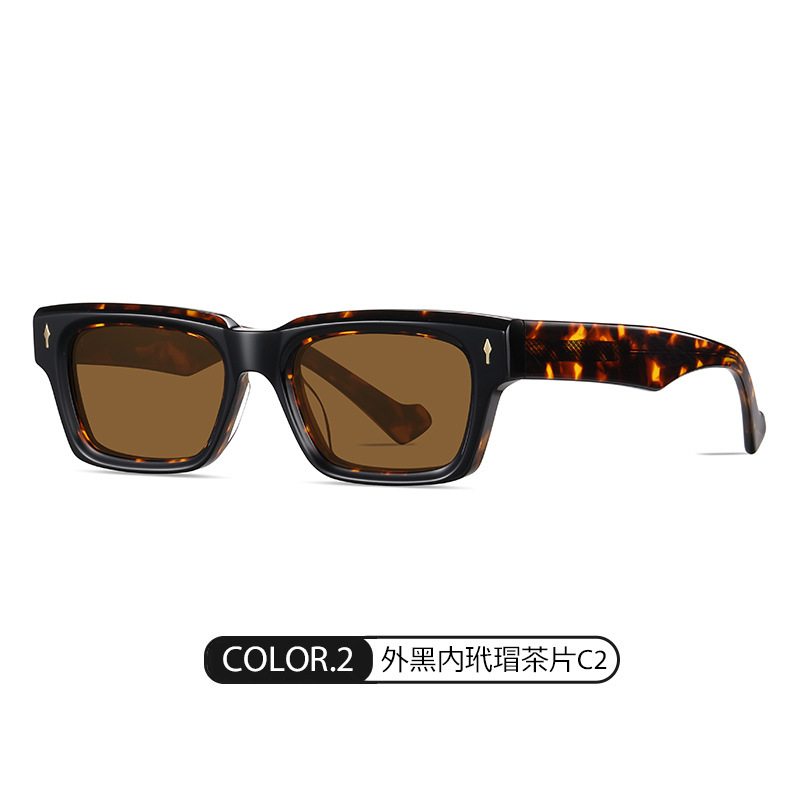 Gafas de montura cuadrada clásicas europeas y americanas S32108 Gafas de sol para conducir Gafas de sol polarizadas de hoja hecha a mano de ácido acético de moda