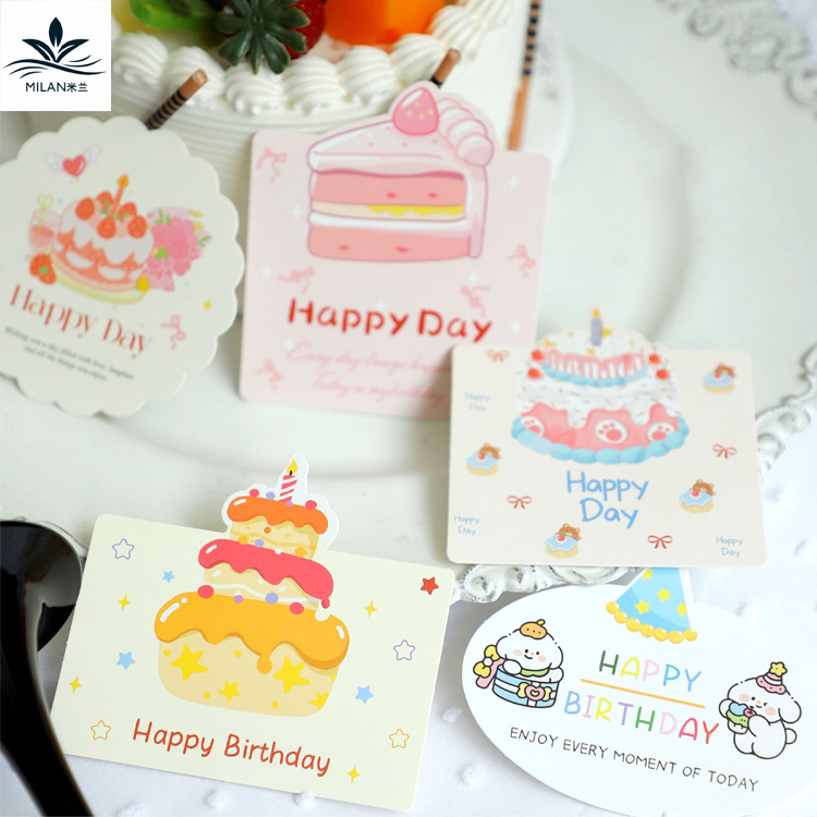 Tarjeta de felicitación de cumpleaños floral festivales creativas tarjetas pequeñas tarjetas de mensajes de tarjetas de horneado decoración colgante diy