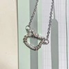 Cartoon cute elegant pendant from pearl with bow for friend, necklace, gift for girl