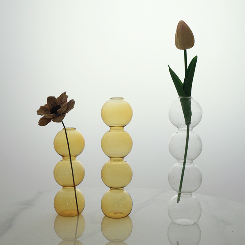 Florero pequeño de cristal, nicho hidropónico para cultivo en agua, adorno transparente con forma de burbuja, decoración para arreglos florales en la sala de estar, bola de cristal con forma geométrica