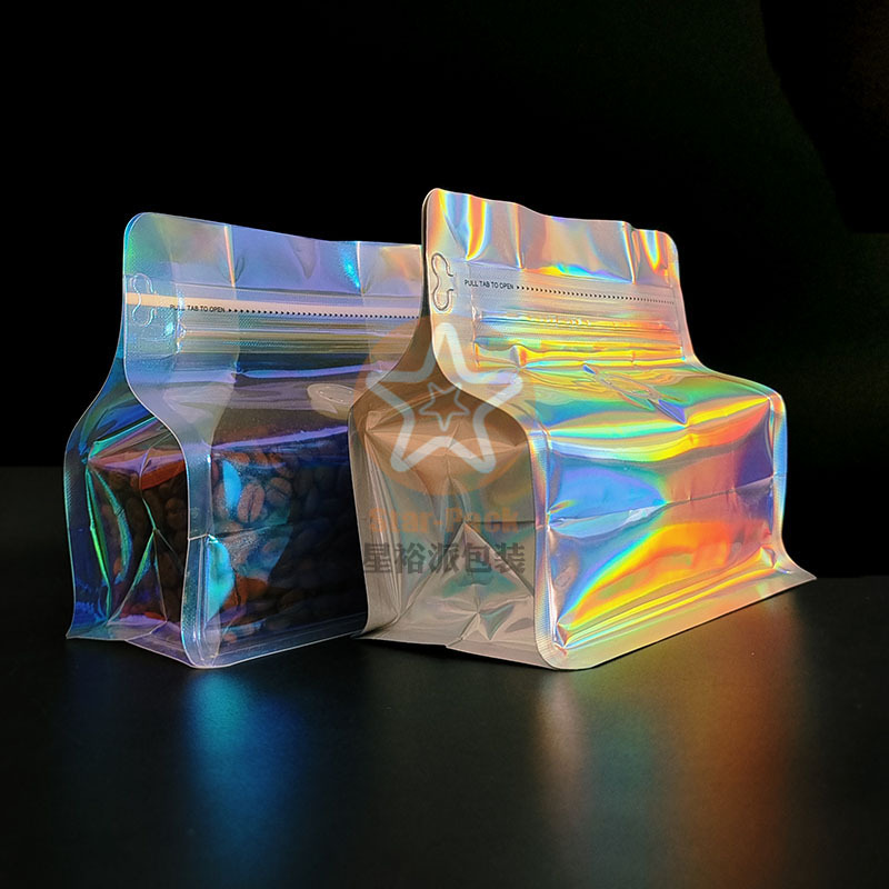创意设计半磅250克镭射炫彩咖啡气阀袋自封袋