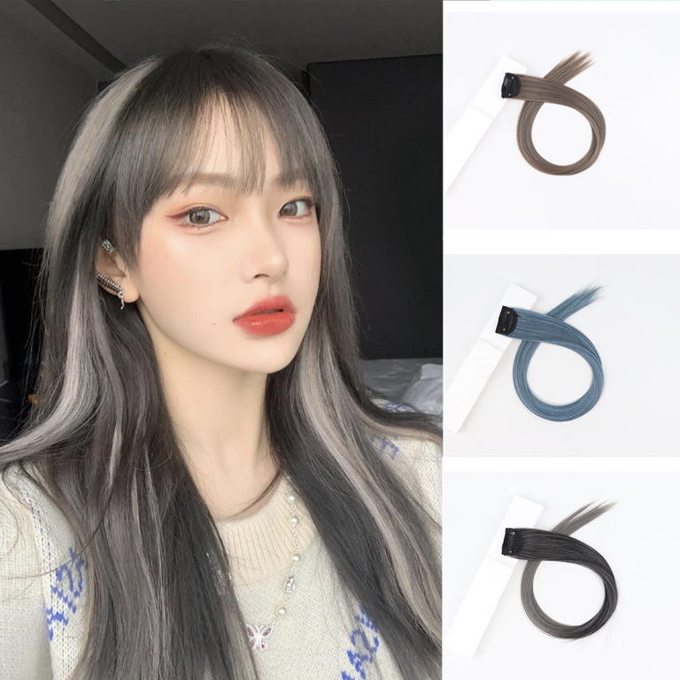 Hanging Ear Dye Color Wig One-piece Seamless Invisible High Temperature Silk Hair Extending Sheet Highlighting Dye Women's Straight Hair Extending Strip