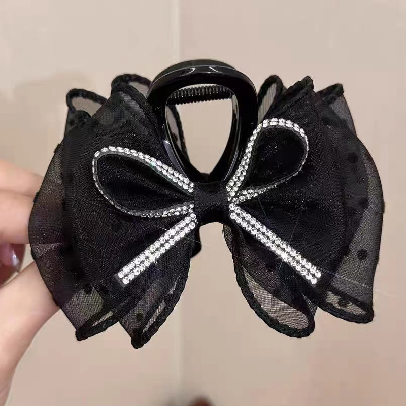 Черная заколка-крабик, 8см