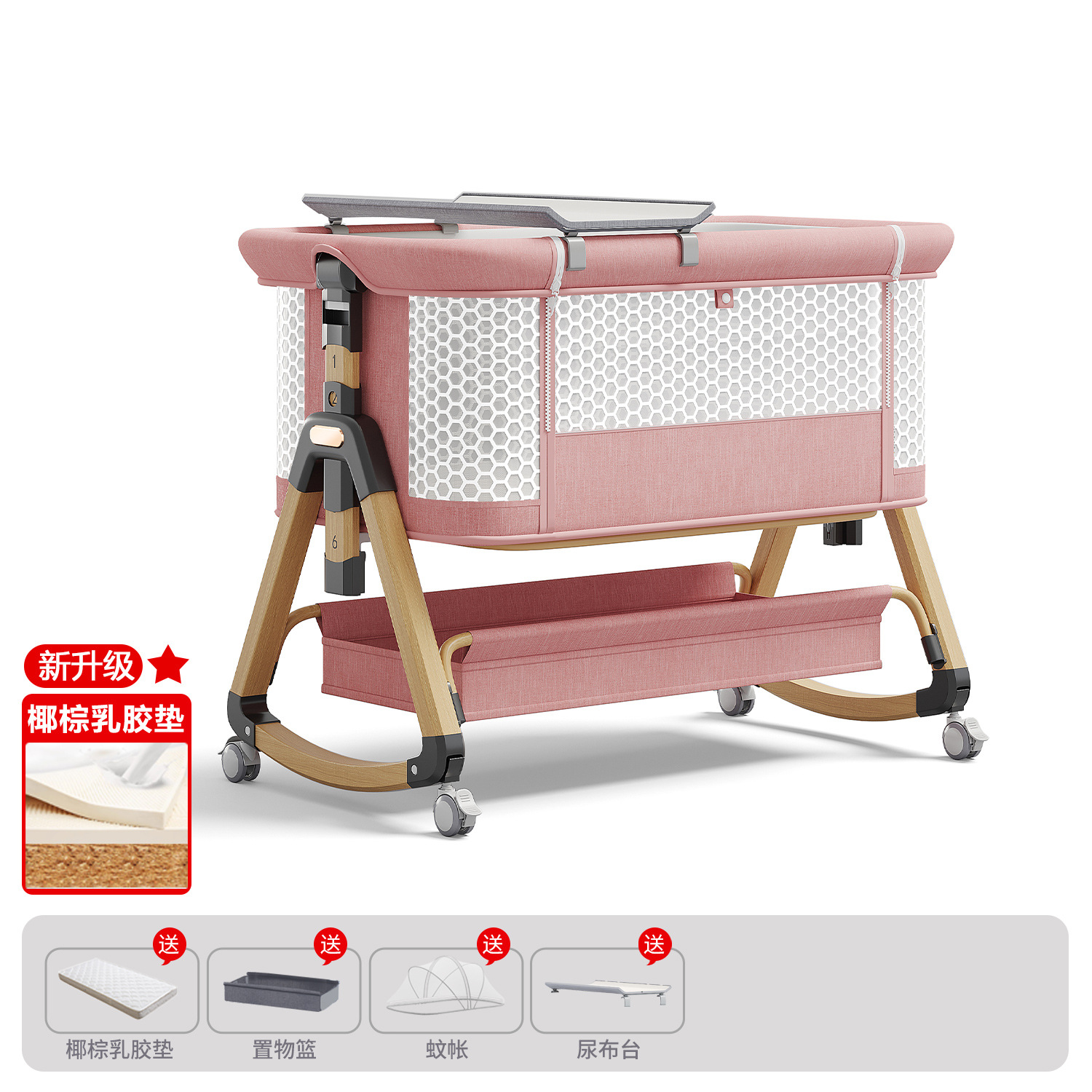 Cama de bebé móvil portátil cuna cama plegable multifuncional BB cama para recién nacidos empalme cama grande