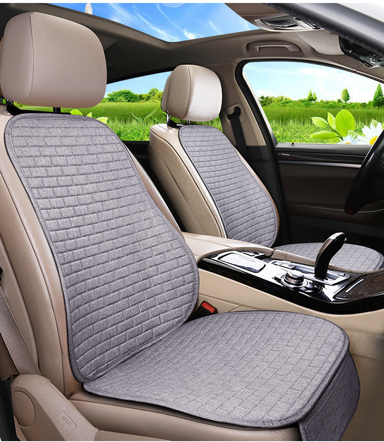 Neutral Car Seat Cushion Four-Season Single-Piece Three-Piece Set Free of Binding Non-Slip Breathable Seat Cushion Seat Cover Linen Brick Seat Cushion