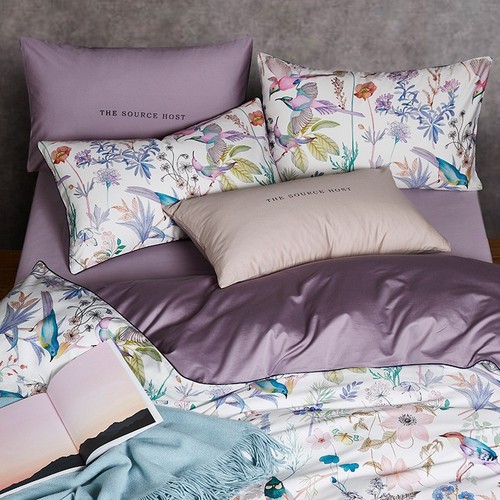Luxurious American 60-count satin printed long-staple cotton bed set of four-piece cotton quilt cover flower and bird pure cotton bed sheet foreign trade