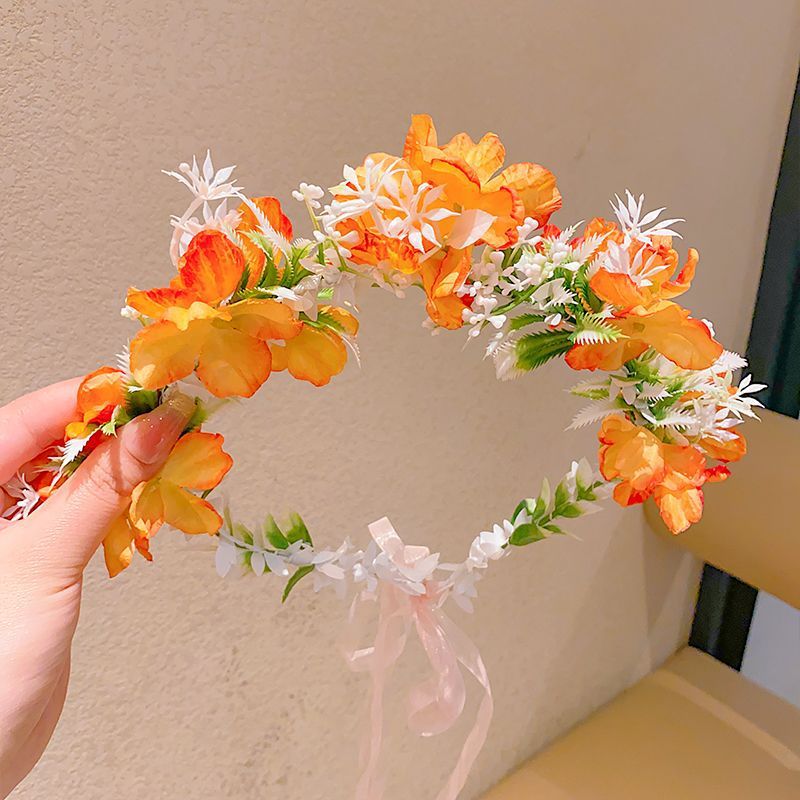 Guirnaldas de flores para niños princesa sen cabello bandas de cabello vestido de flores de boda flores de cabello para niñas de alto valor facial bandas de cabello adornamientos