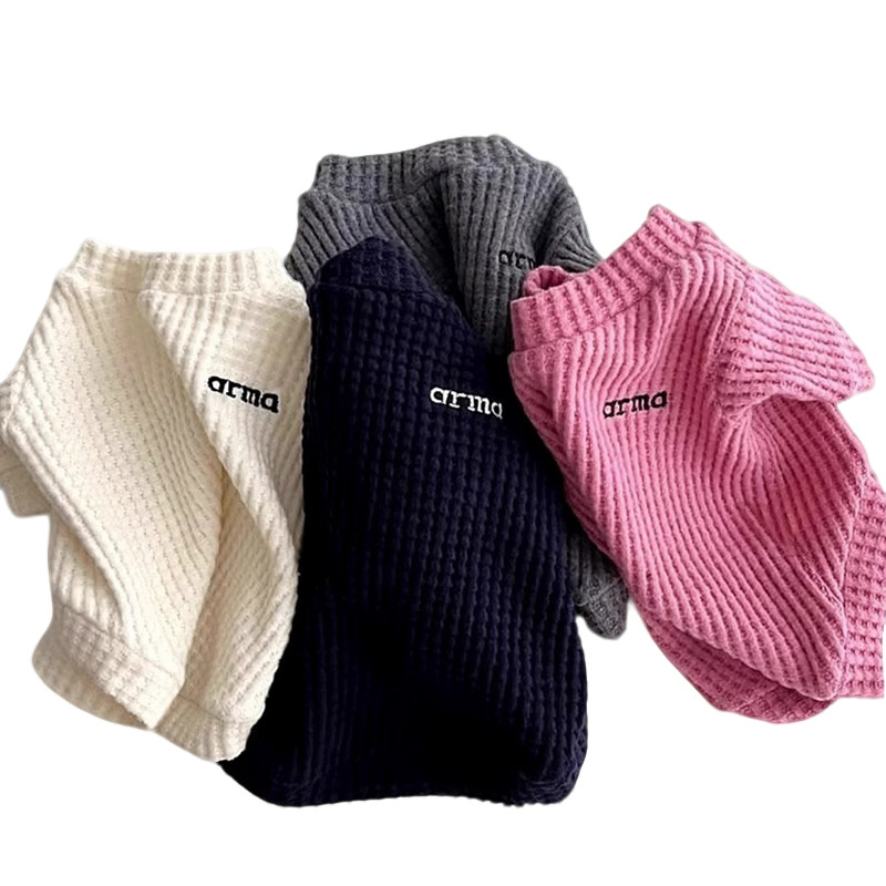 Perro coreano de otoño y invierno simple casual waffle tracción camiseta de base de dos patas Teddy gato ropa de perro