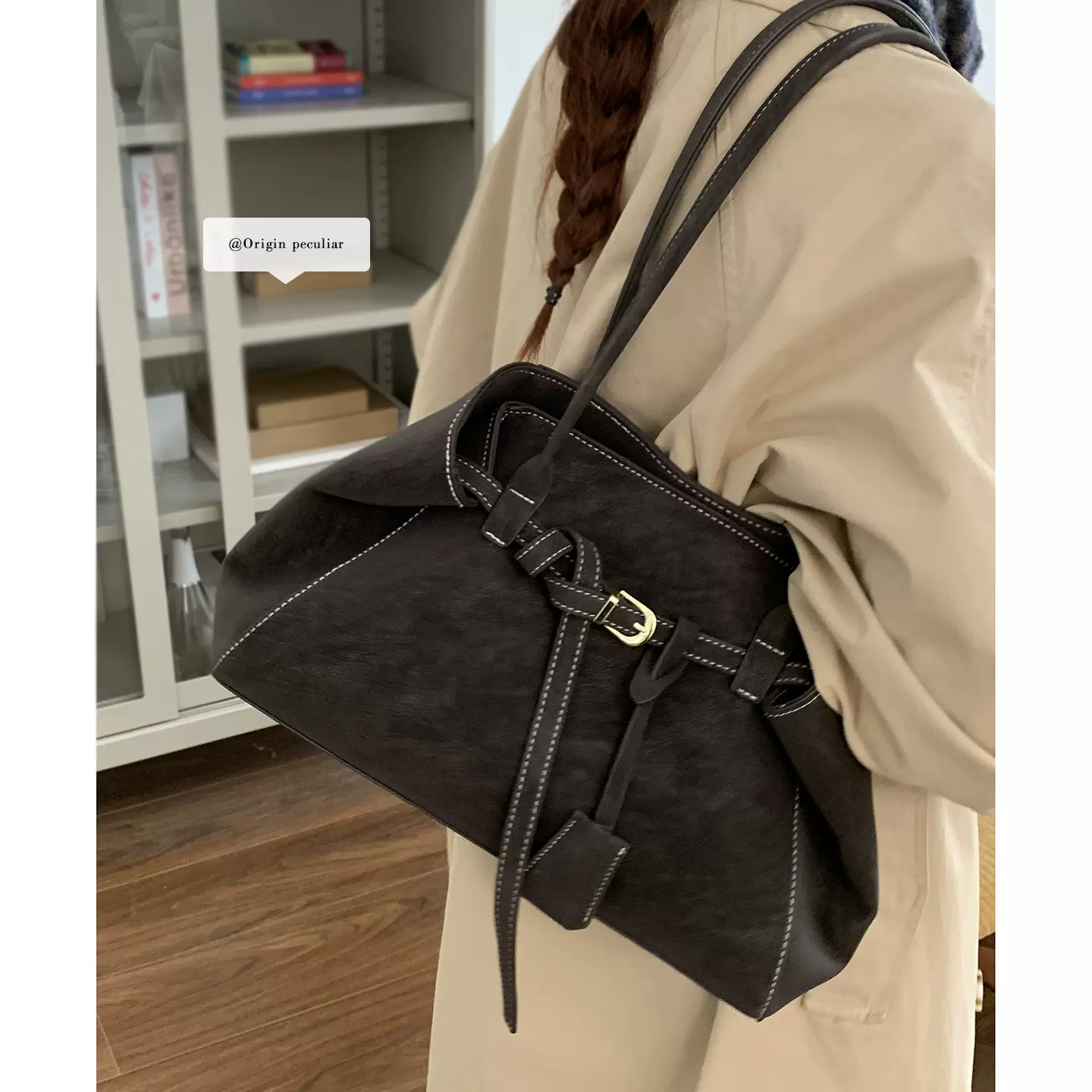 休闲大容量腋下包包女2025新款简约麂皮绒托特包百搭冬季单肩包