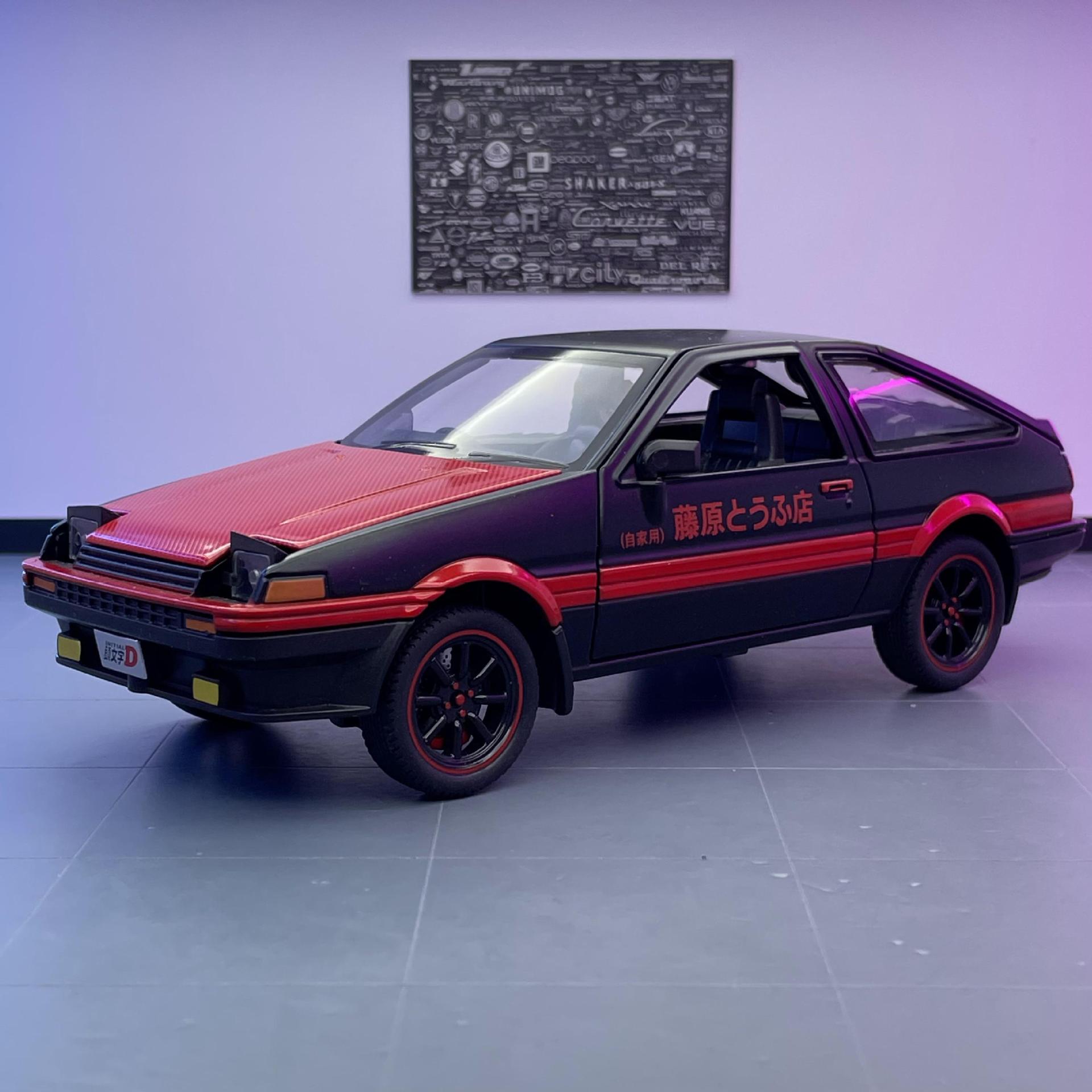 Nuevo modelo de coche de aleación Haodi 1: 24 Toyota AE86 tire hacia atrás con sonido y luz cabeza palabra D decoración del coche colección de Juguetes