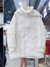 羽絨服女中長款2023年冬新款韓版時尚加厚寬松顯瘦連帽白鴨絨外套