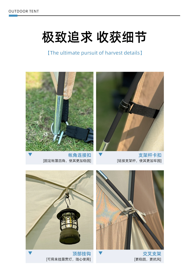 Customized Four-Sided Ventilation Dome Outdoor Canopy for Multi-Person Camping, Sunshade Silver-Coated Large Tent, Rainproof Canopy