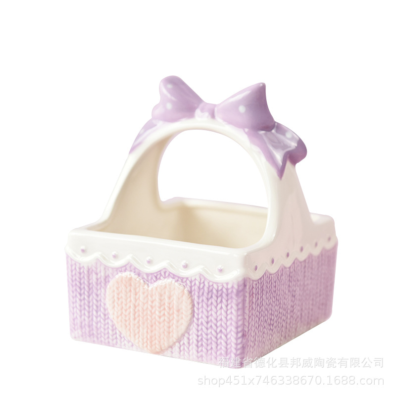 Rosa chica corazón cesta de cerámica Golden Bear hamster cosméticos caja almacenamiento suministros para el hogar mascotas necesidades diarias