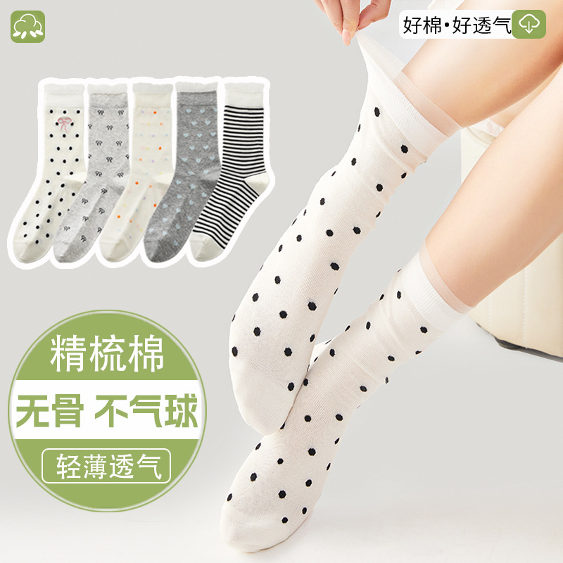 Summer thin lace cotton knee socks