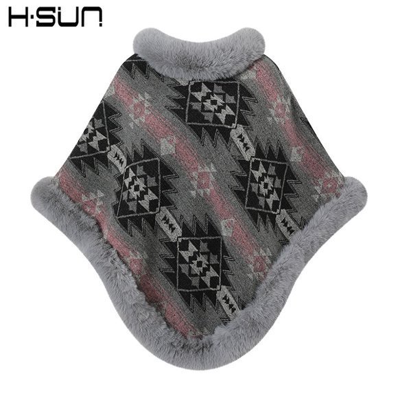 Capa tipo chal de otoño e invierno 2026, nueva bufanda de piel sintética de conejo, abrigo de punto para mujer, prenda exterior holgada y versátil. image 60