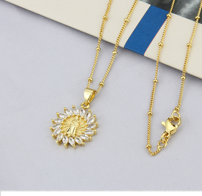 European And American Ins Simple Necklace Female Fashion Trendy Style Diamond Virgin Pendant Ornaments Golden Chain Necklace Wholesale display picture 3