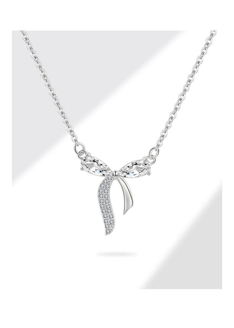 All Seasons Season 925 Sterling Silver Zircon Cable Chain Inlay Geometric Necklace