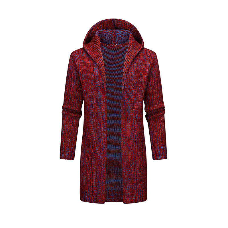 Aliexpress con capuz largo otoño nuevo suéter casual de hombre chaqueta simple cardigan con capuz camiseta de punto hombre