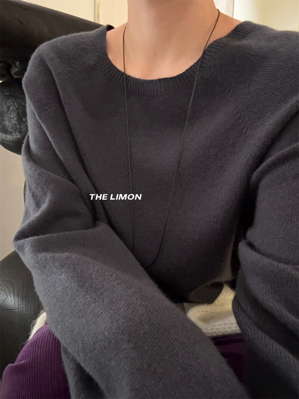 thelimon柠檬绿茶2025秋季新款韩版圆领套头毛衣女显瘦针织衫上衣|undefined