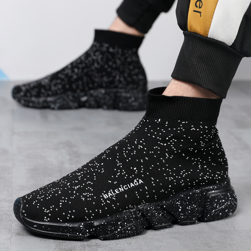 Stretch socks shoes couple high-top men'...