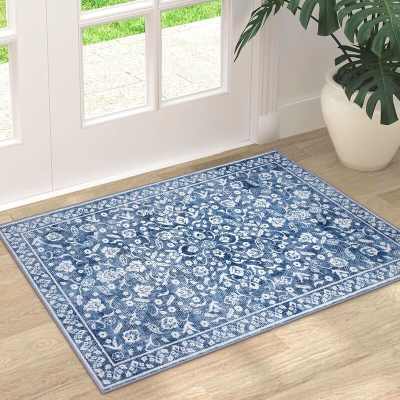 American Retro Crystal Velvet Floor Mats, Stain-Resistant and Wear-Resistant, Easy-To-Clean Printed Kitchen and Bathroom Floor Mats for Entrance Halls