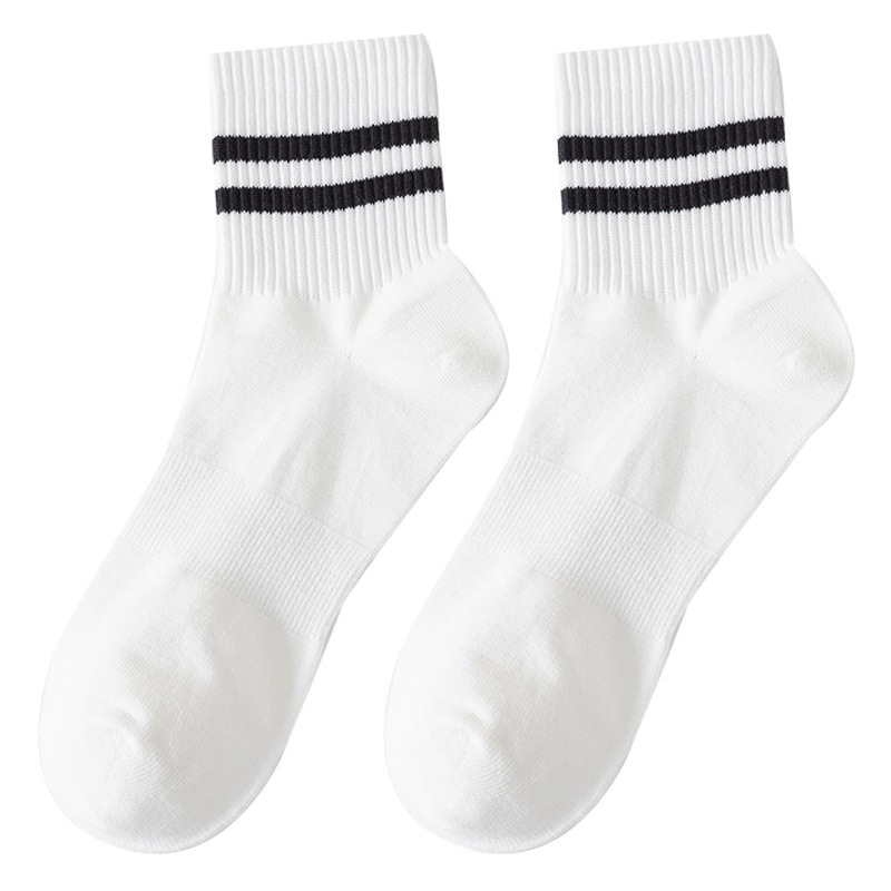 Calcetines para mujer, calcetines de tubo de primavera, algodón puro, transpirable, absorbente de sudor, blanco y negro, parejas de hombres y mujeres, calcetines deportivos casuales, estudiantes