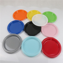 7寸彩色PS烧烤盘子喜庆派对聚会蛋糕餐具 一次性塑料餐盘圆形碟子