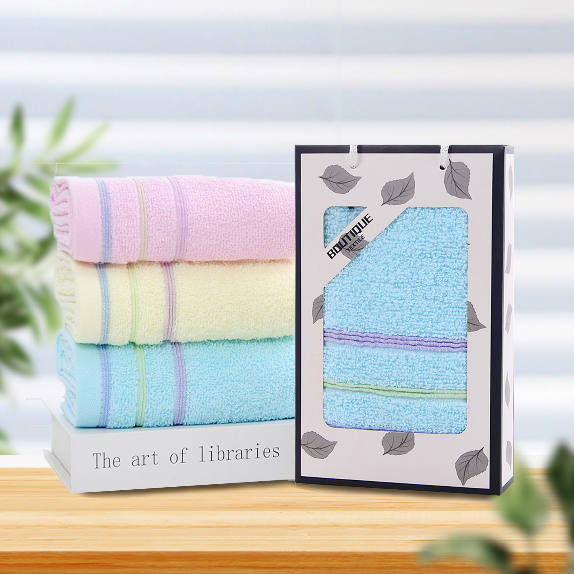Pure Cotton Gift Towel Set with Logo Embroidery Advertising Gift Practical 100% Cotton Face Towels as Handkerchiefs