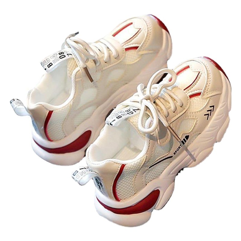 Zapatos para niños zapatilla de deporte para niñas 2023 primavera nuevos niños zapatos de Papi de fondo suave para niños medianos y grandes niñas zapatos blancos para correr